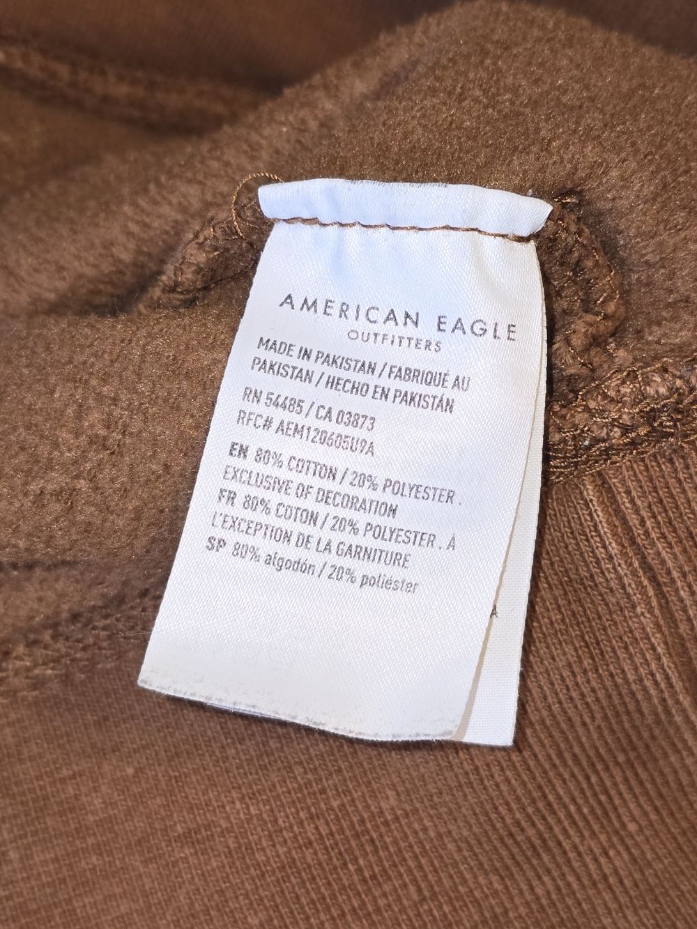 American Eagle Men's Brown Pullover Hoodie Y2K Large - Picture 4 of 11